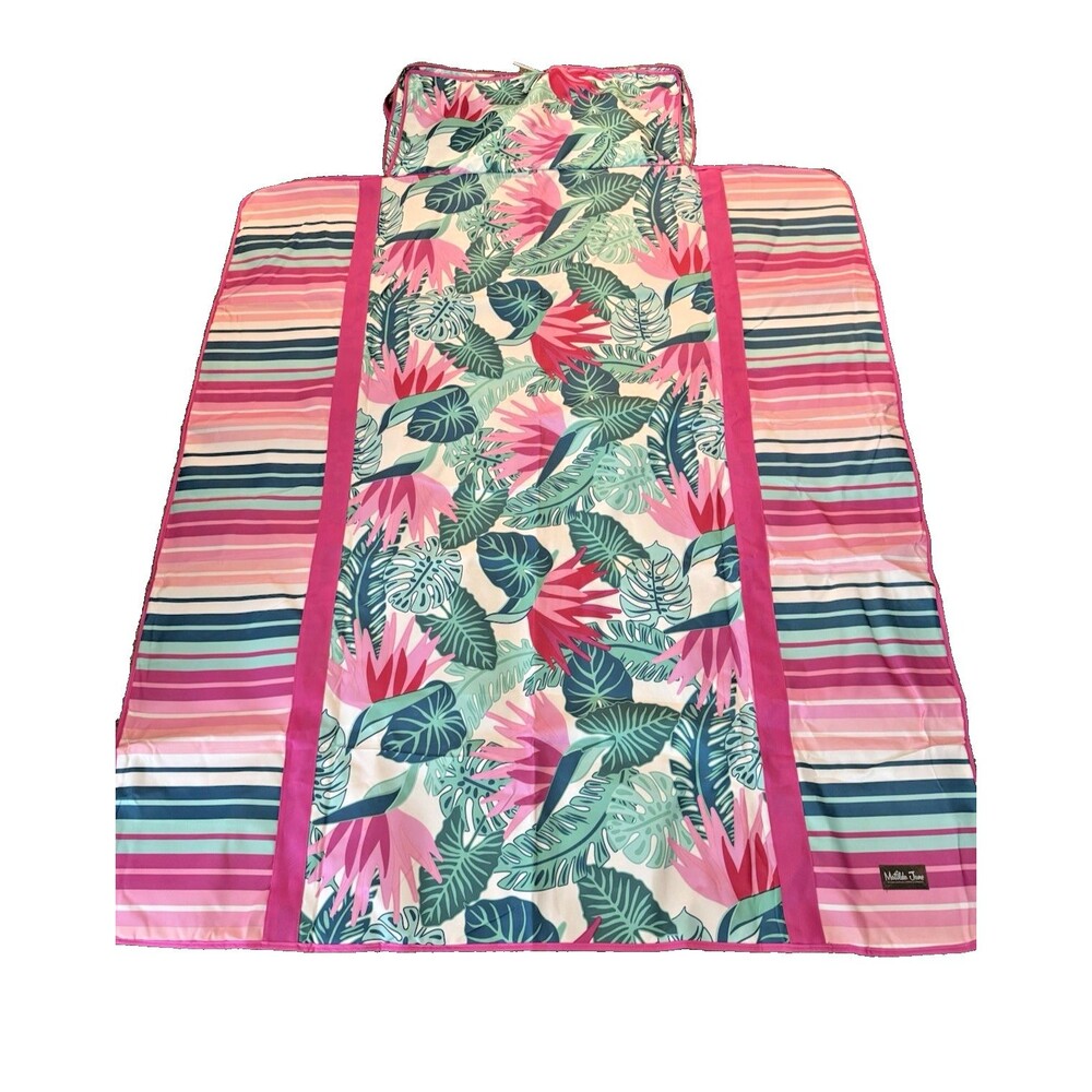 Beach Mat Pink Folded Leaves Floral Matilda Jane Carry